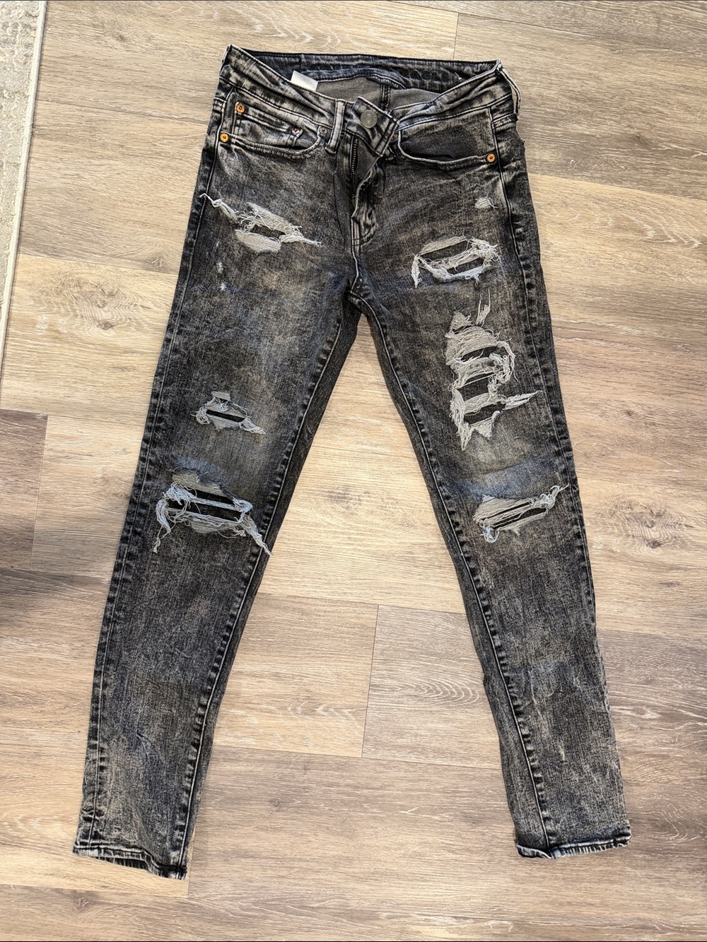 American Eagle Outfitters Black Distressed Skinny Jeans